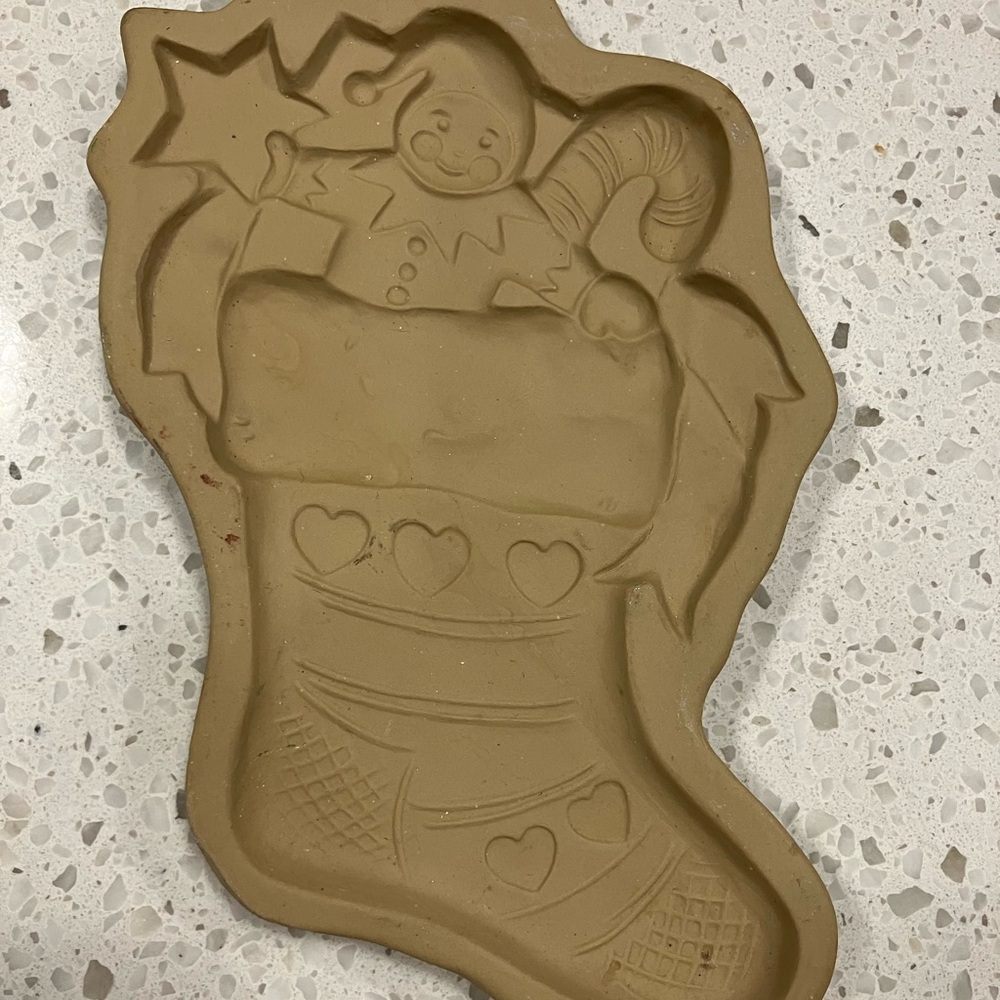 Vintage 80’s Brown Bag Stoneware Cookie Art Stocking Mold